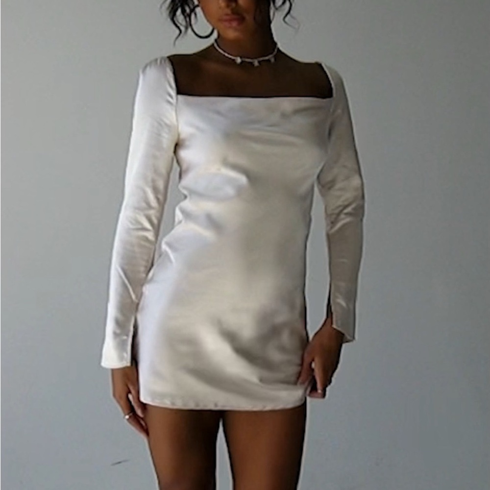 Princess Polly Star Power Mini Dress - Champagne -  Long Sleeve